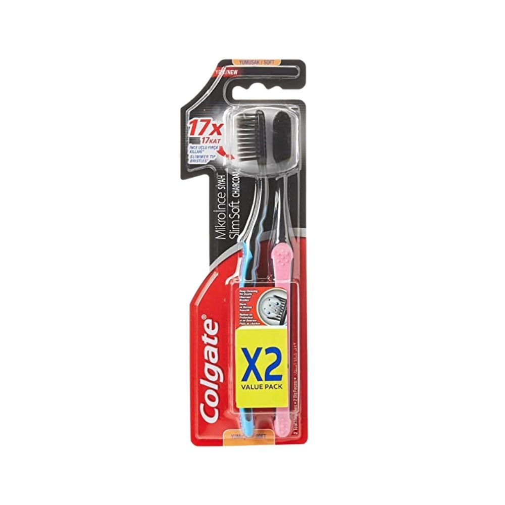 Colgate Slim Soft Charcoal Toothbrush Value Pack 